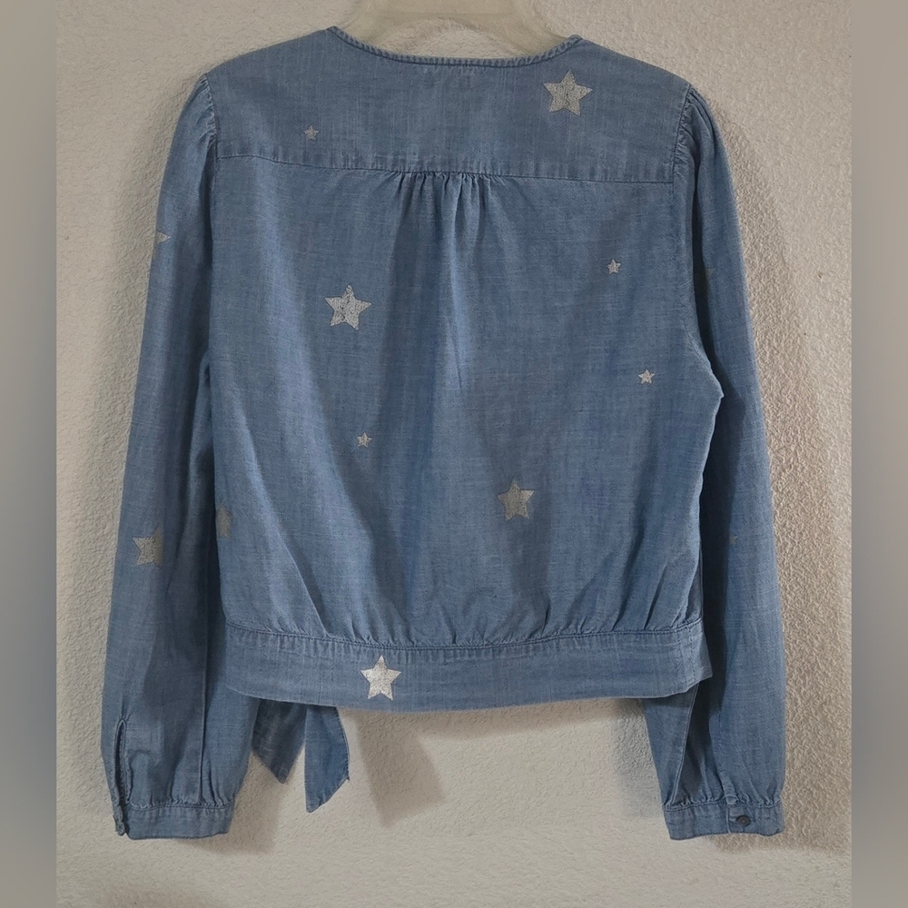J. Crew Sky Blue Wrap Blouse - Picture 5 of 11